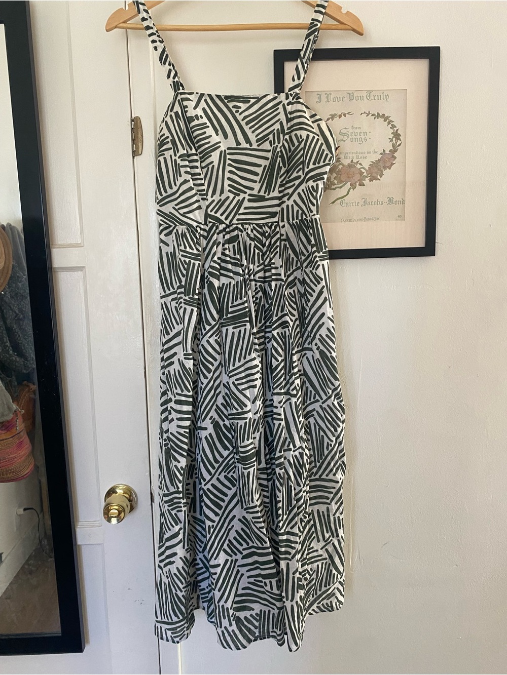Boutique brand green and white midi dress